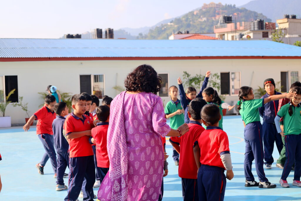 Photo of students warming up